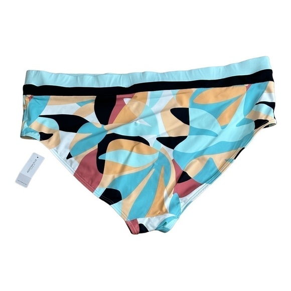 ADDITION Elle Teal and Black Print Bikini Bottoms Size 4X - Picture 2 of 4